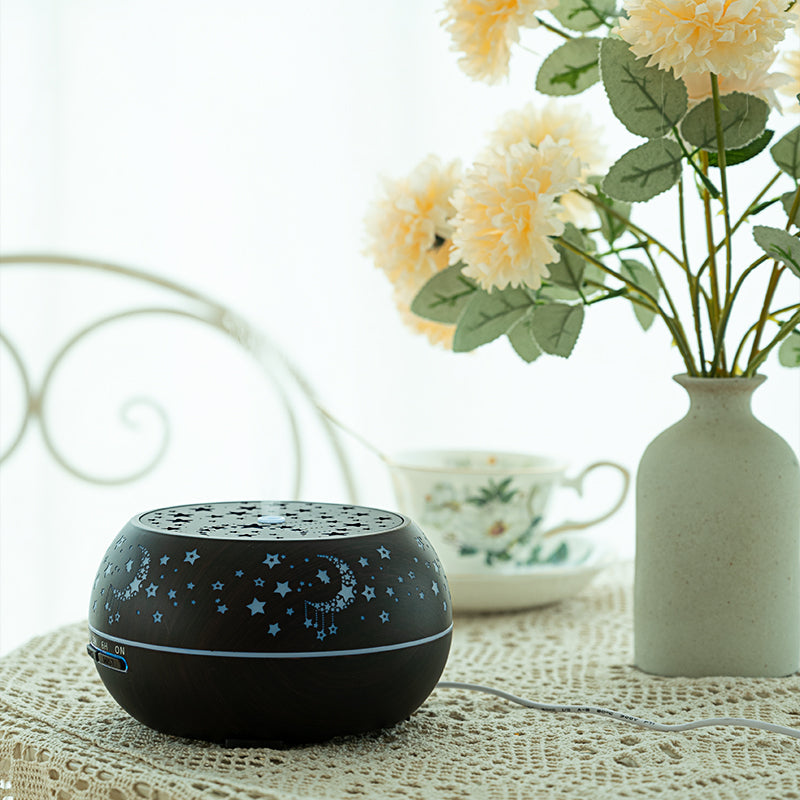Wood Grain Ultrasonic Humidifier with Star Night Light