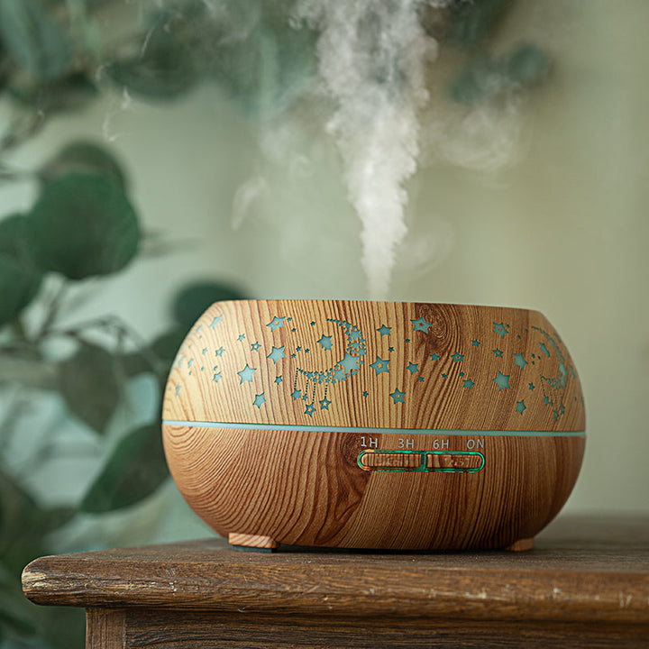 Wood Grain Ultrasonic Humidifier with Star Night Light