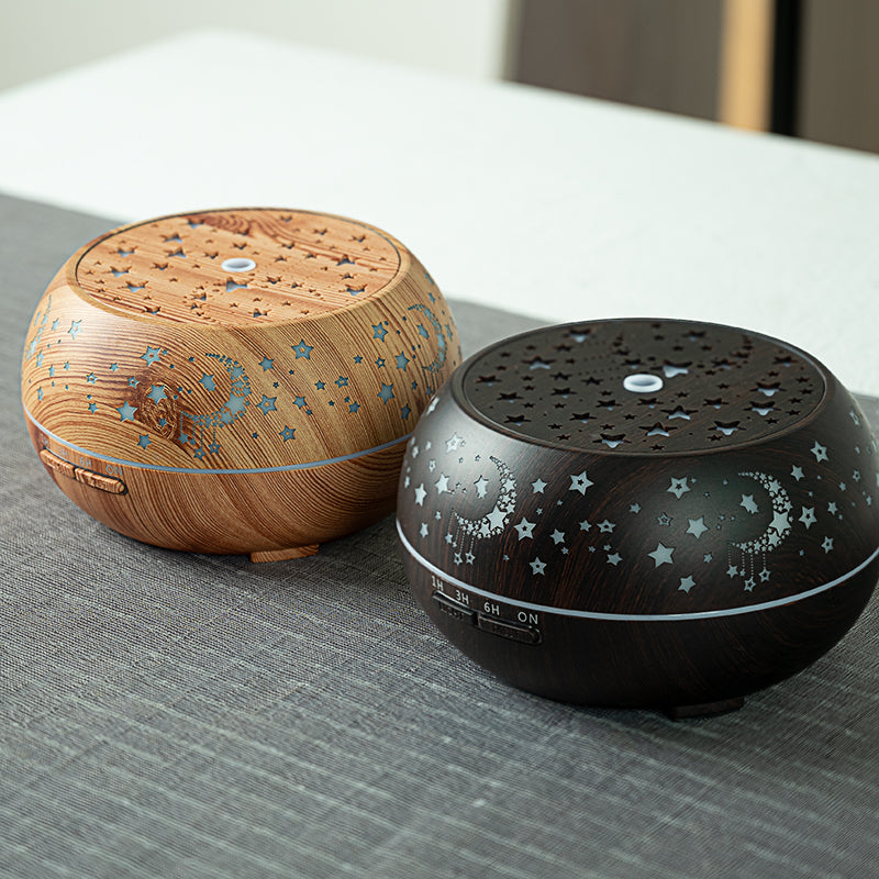 Wood Grain Ultrasonic Humidifier with Star Night Light