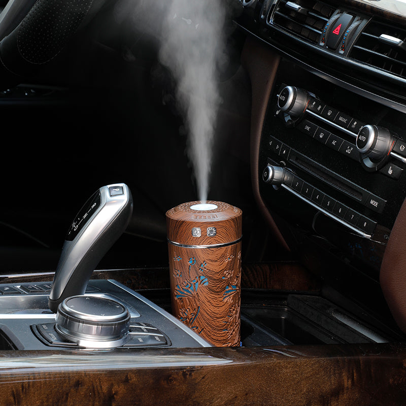 Wood Grain Lotus Humidifier Night Light for Car & Bedroom