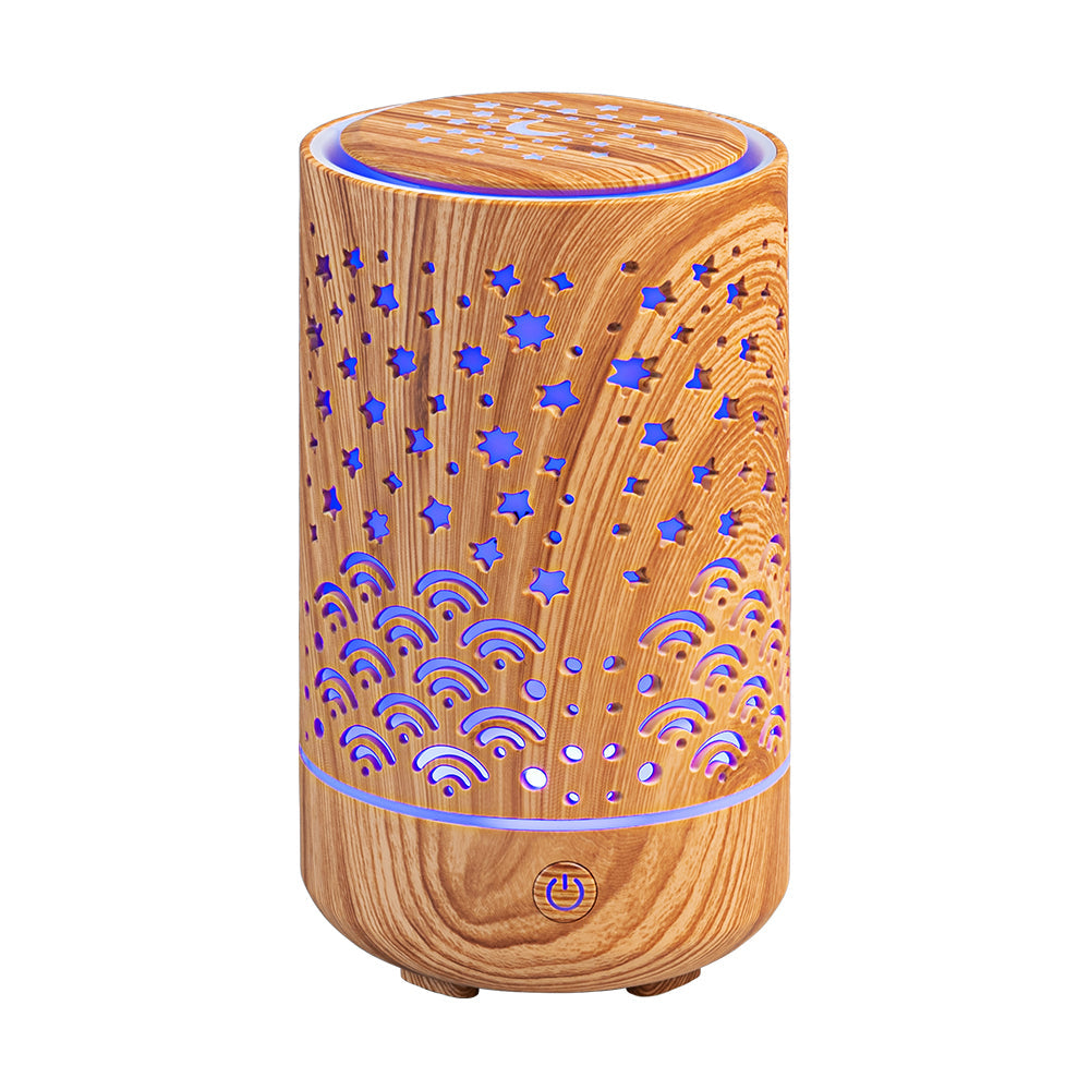 Wood Grain Ultrasonic Aroma Diffuser with Starry LED Light