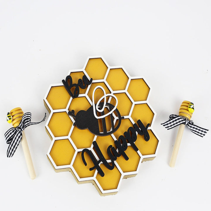 Wooden Bee Decor Set for Cheerful Honey-Home Charm
