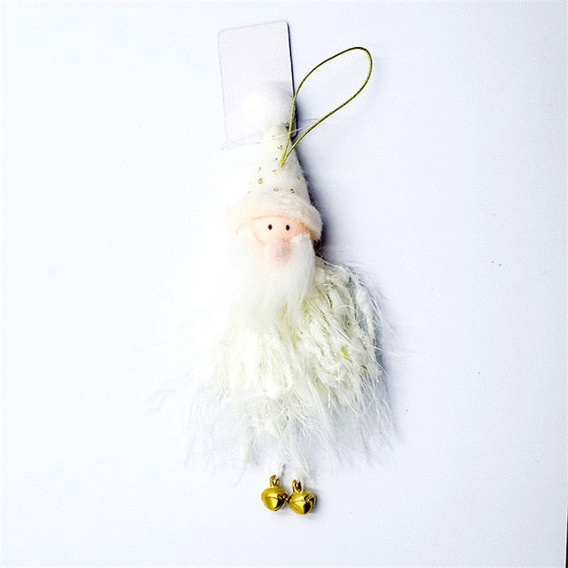 Cute Plush Christmas Tree Ornaments With Gold Bells
