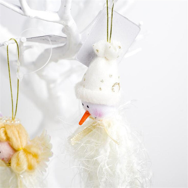 Cute Plush Christmas Tree Ornaments With Gold Bells