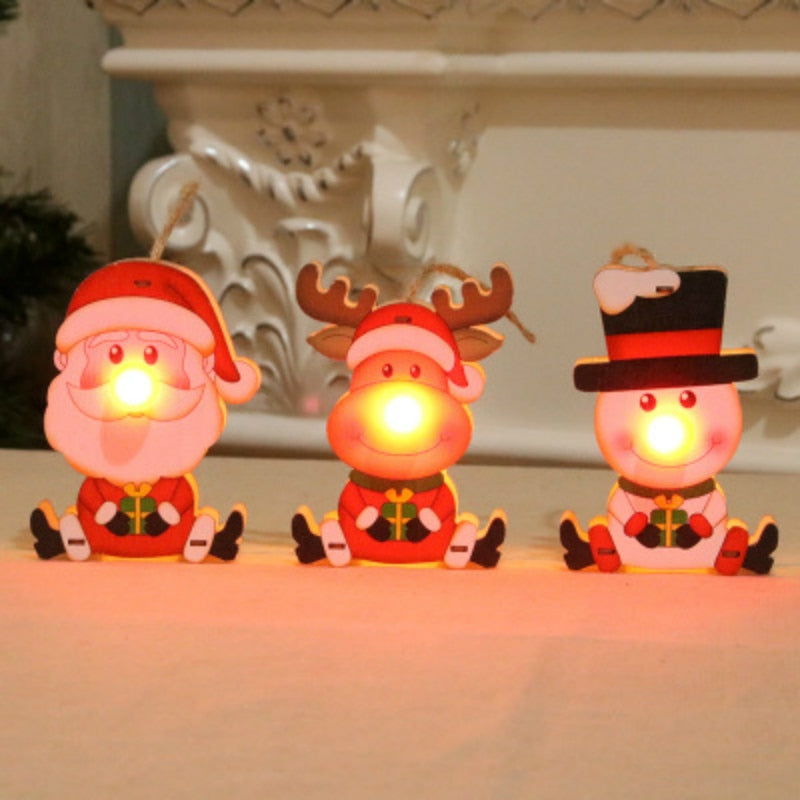 Wood Christmas Tree Ornament With Warm Festive Glow