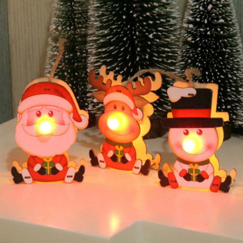 Wood Christmas Tree Ornament With Warm Festive Glow
