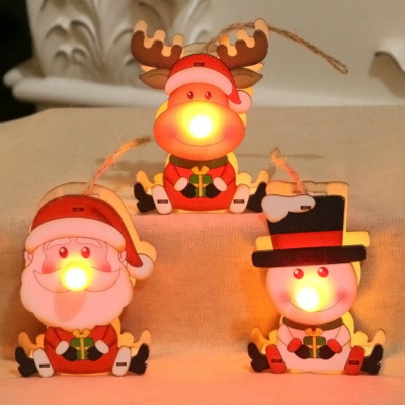 Wood Christmas Tree Ornament With Warm Festive Glow