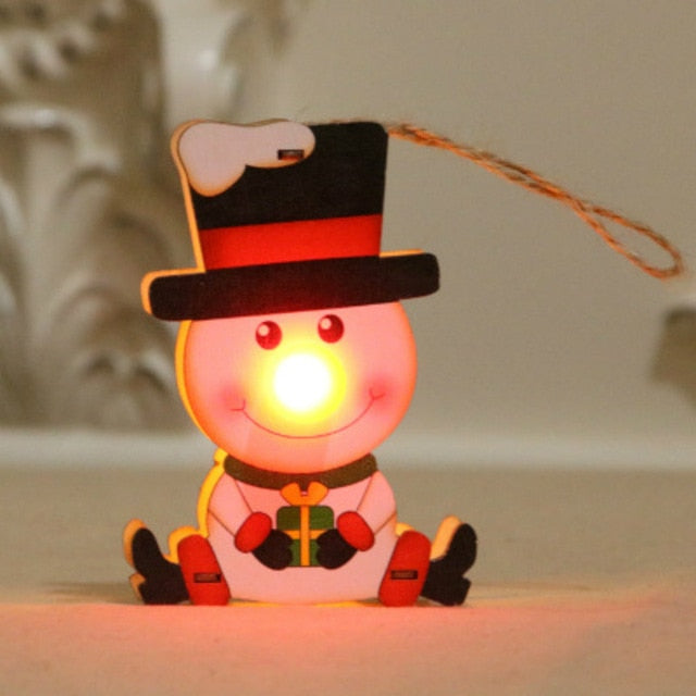 Wood Christmas Tree Ornament With Warm Festive Glow