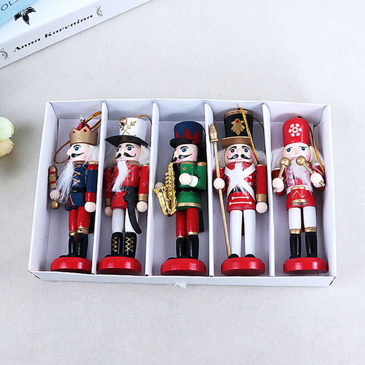 Wooden Nutcracker Ornaments Set for Festive Christmas