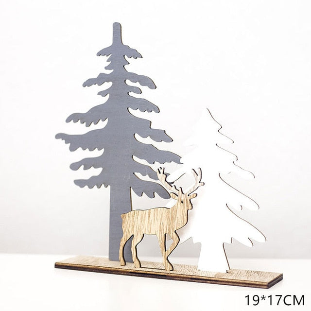 Wooden Christmas Tree Ornament Woodland Centerpiece