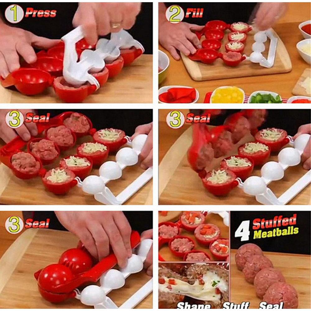 Stuffed Meatball Maker Mold: Make 4 Filled Meatballs