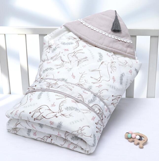 Newborn Baby Swaddle Wrap, Double-Layer Cotton Cocoon