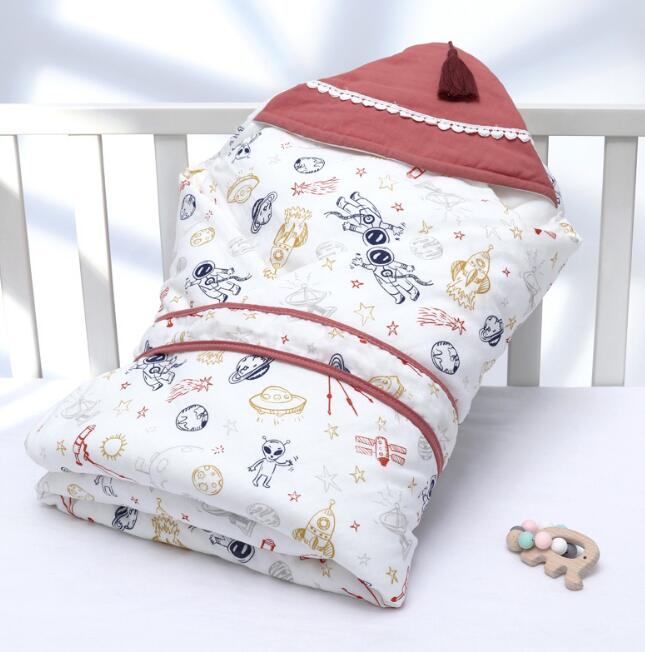 Newborn Baby Swaddle Wrap, Double-Layer Cotton Cocoon