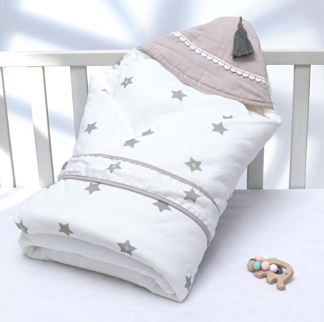 Newborn Baby Swaddle Wrap, Double-Layer Cotton Cocoon