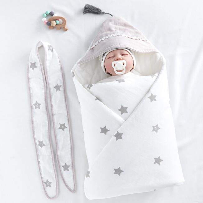 Newborn Baby Swaddle Wrap, Double-Layer Cotton Cocoon