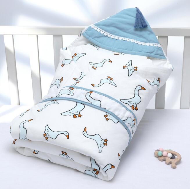 Newborn Baby Swaddle Wrap, Double-Layer Cotton Cocoon