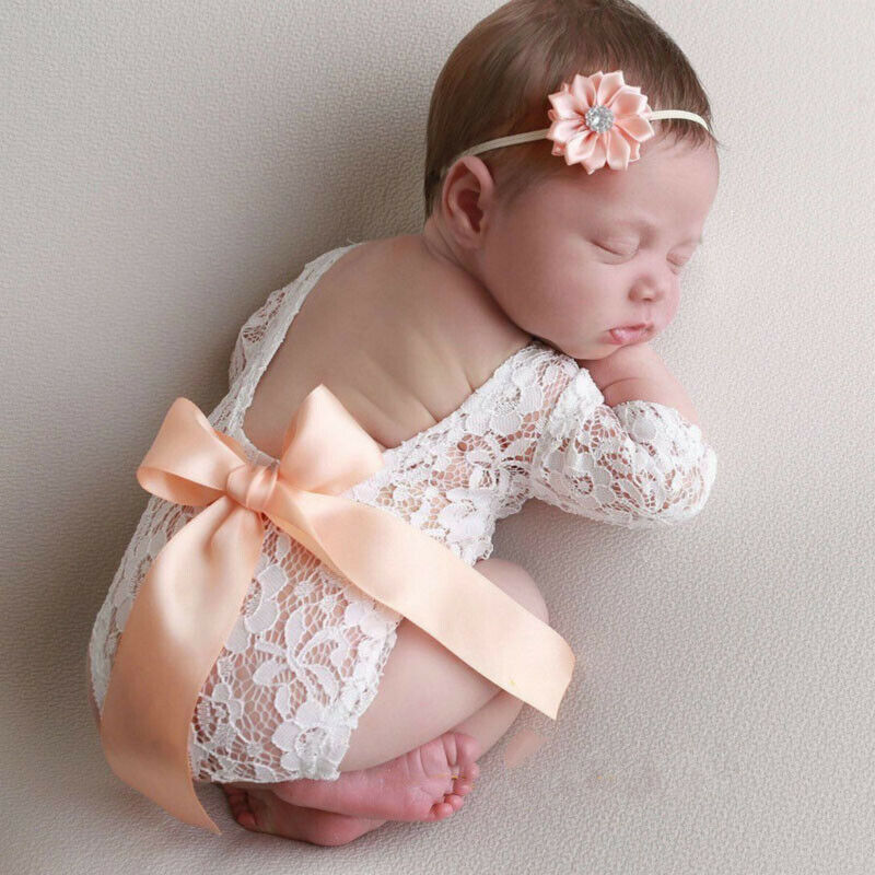 Newborn Lace Bodysuit Set for Ethereal Baby Portraits