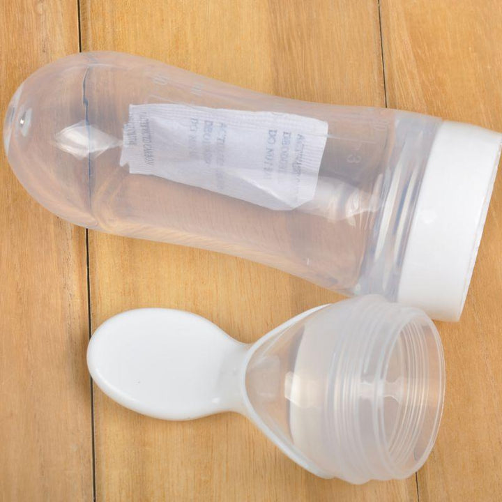Silicone Baby Feeding Bottle With Spoon For Less Mess