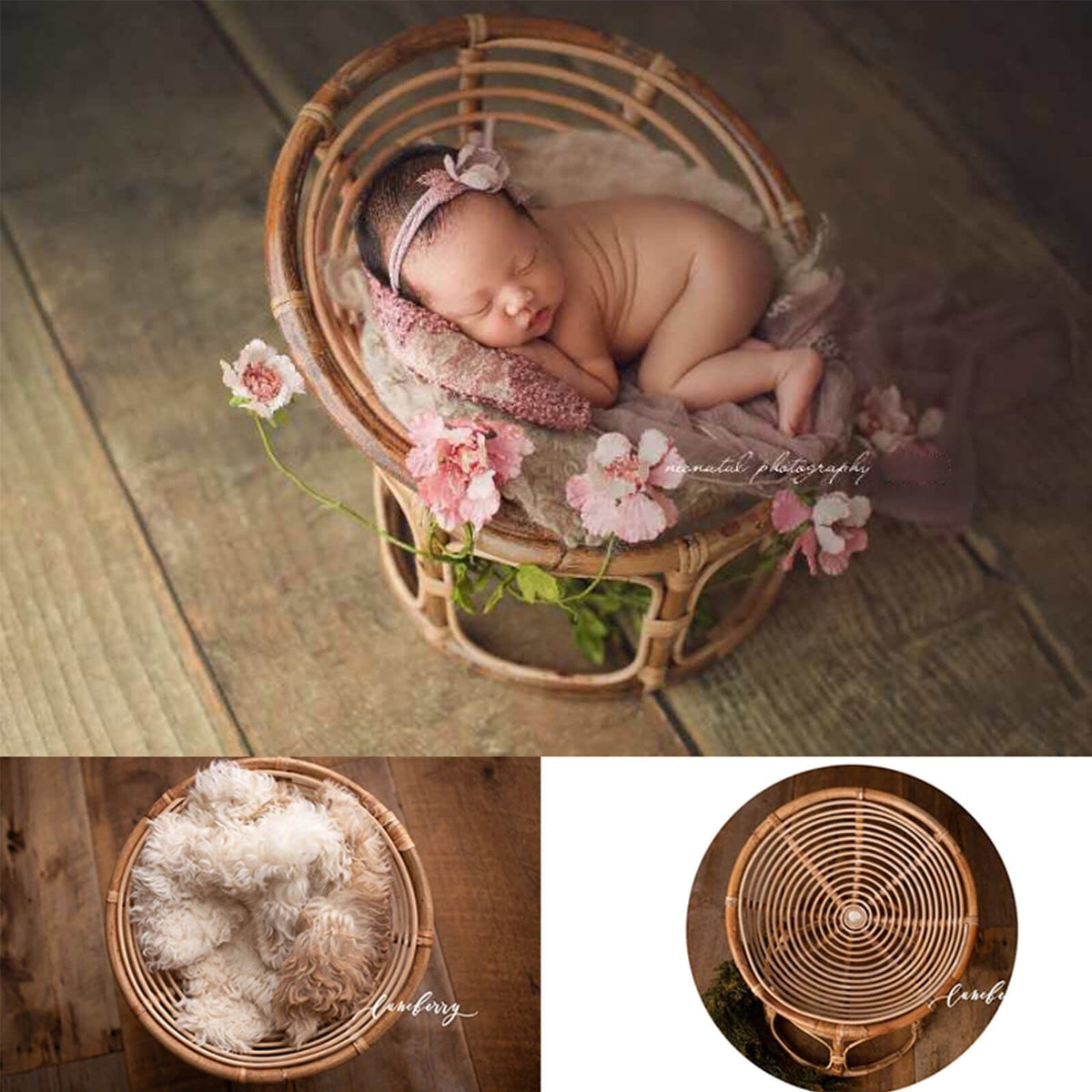 Newborn Rattan Chair Prop for Cozy Studio Portraits