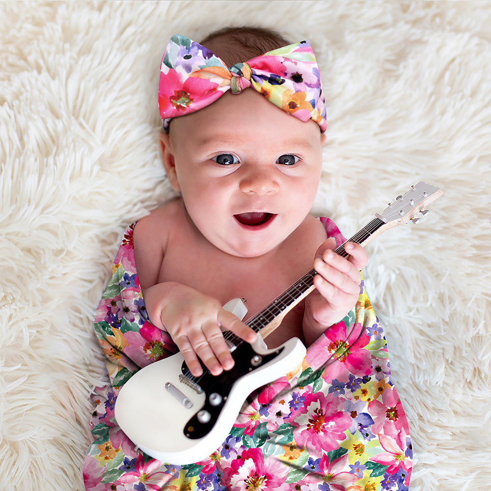 Newborn Wrap & Bow Set for Dreamy Floral Photos