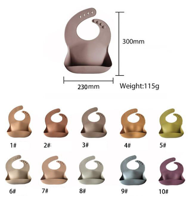 Silicone Baby Bib With Wide Catch-All Pocket