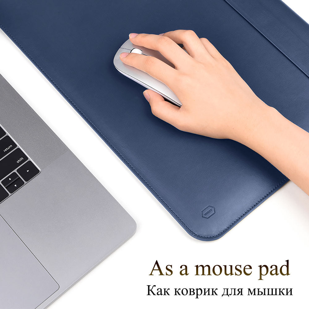 MacBook Pro Sleeve Case, Navy PU Leather Magnetic Flap