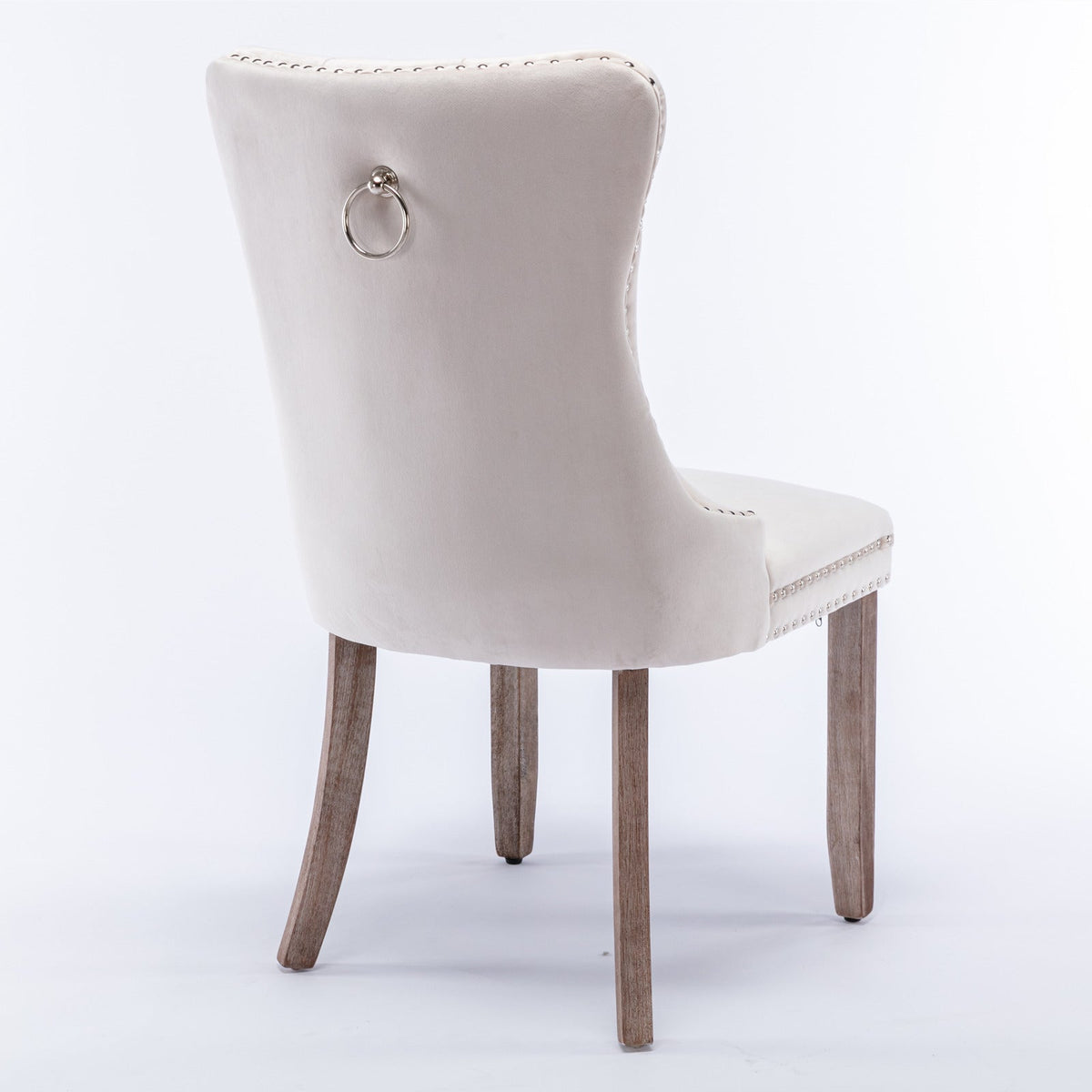 Tufted Velvet Dining Chairs Set of 2 with Solid Wood Legs