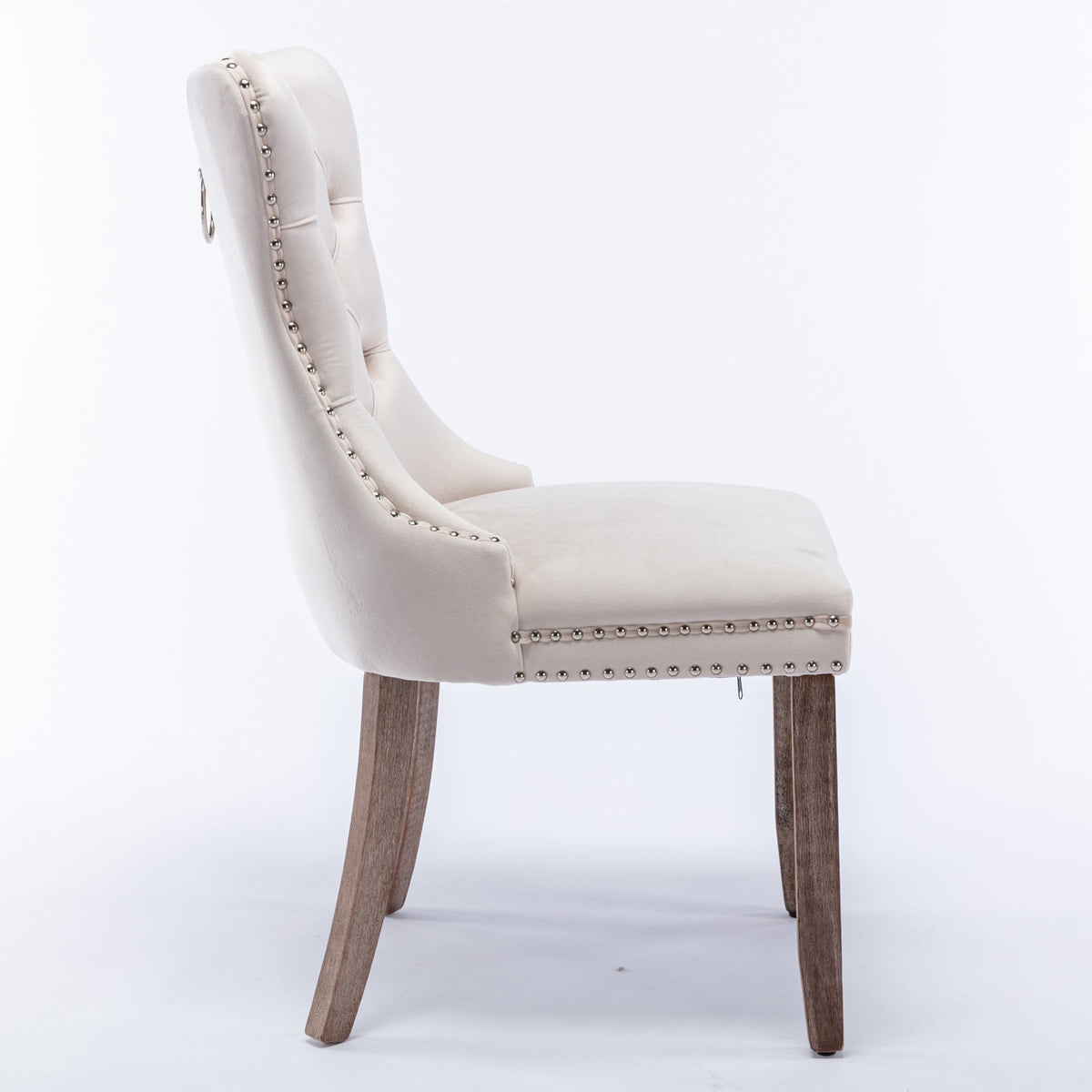 Tufted Velvet Dining Chairs Set of 2 with Solid Wood Legs