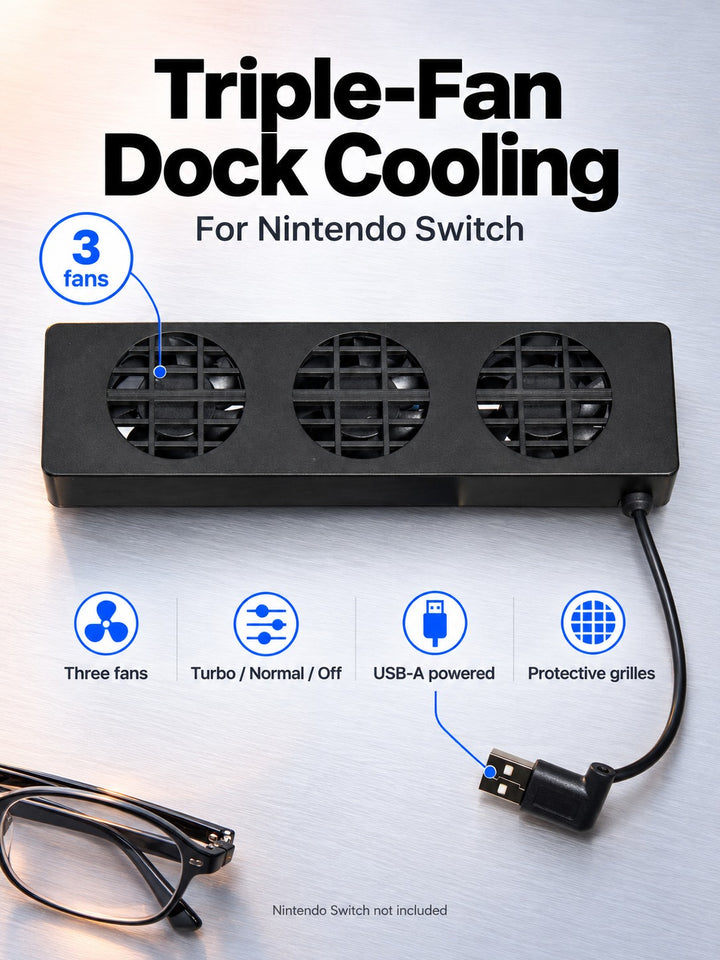 Nintendo Switch Cooling Fan: 3-Fan Turbo USB Cooler
