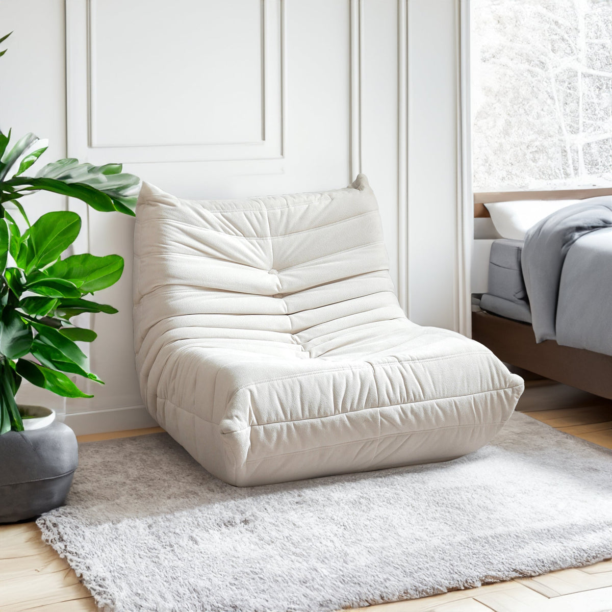No-Assembly Bean Bag Lounger Chair for Adults Living Room