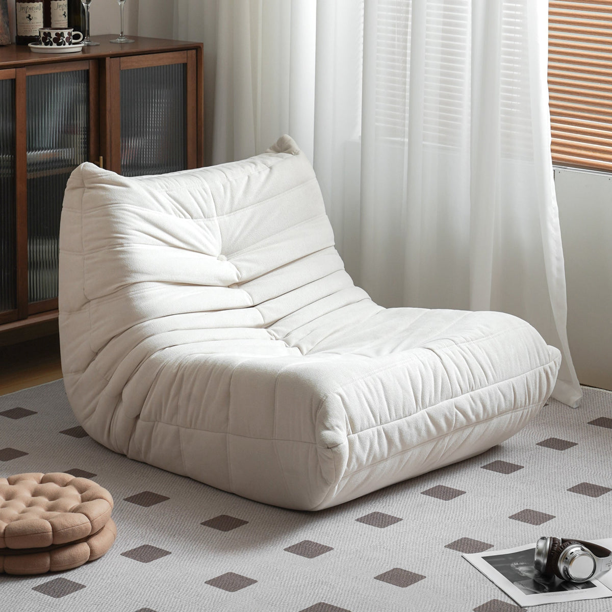 No-Assembly Bean Bag Lounger Chair for Adults Living Room