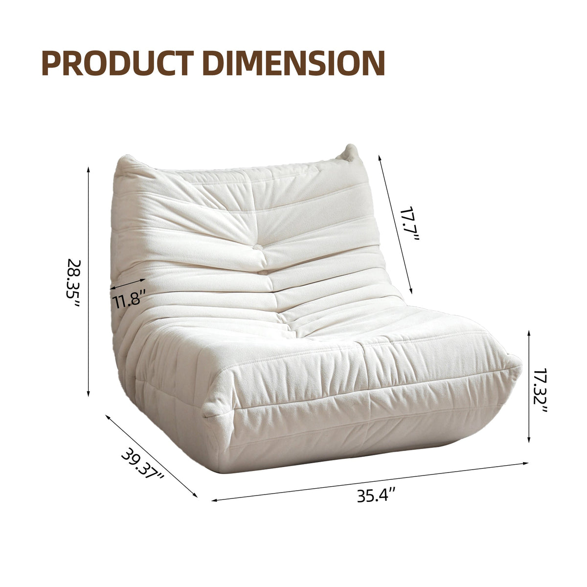 No-Assembly Bean Bag Lounger Chair for Adults Living Room