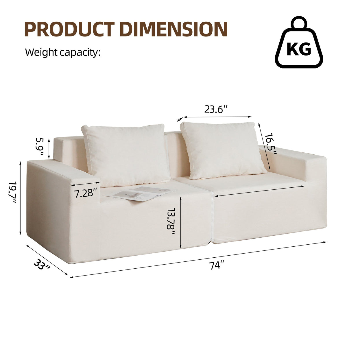 Convertible Foam Sofa No Assembly Removable Washable Cover