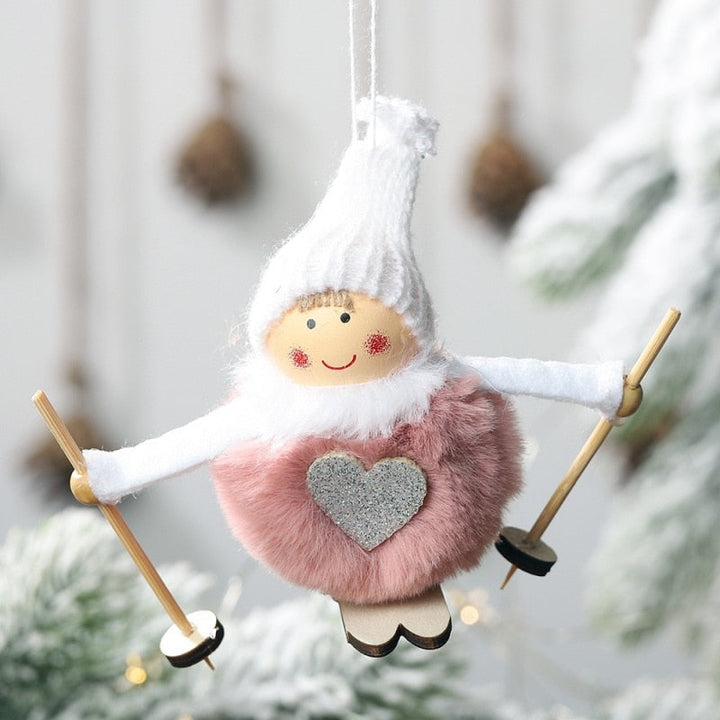 Christmas Angel Ski Plush Ornament for Cozy Holiday Décor