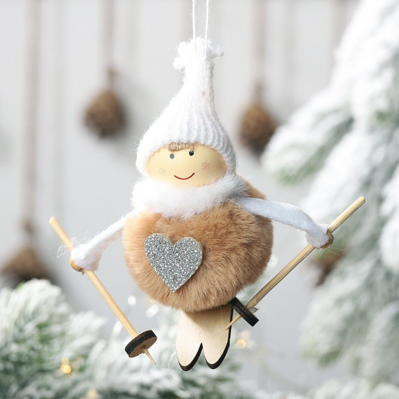 Christmas Angel Ski Plush Ornament for Cozy Holiday Décor