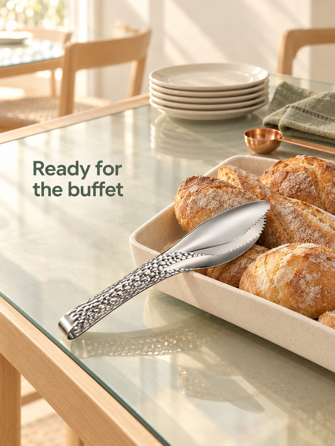 Non-Magnetic Stainless Steel Serving Tongs for Buffets