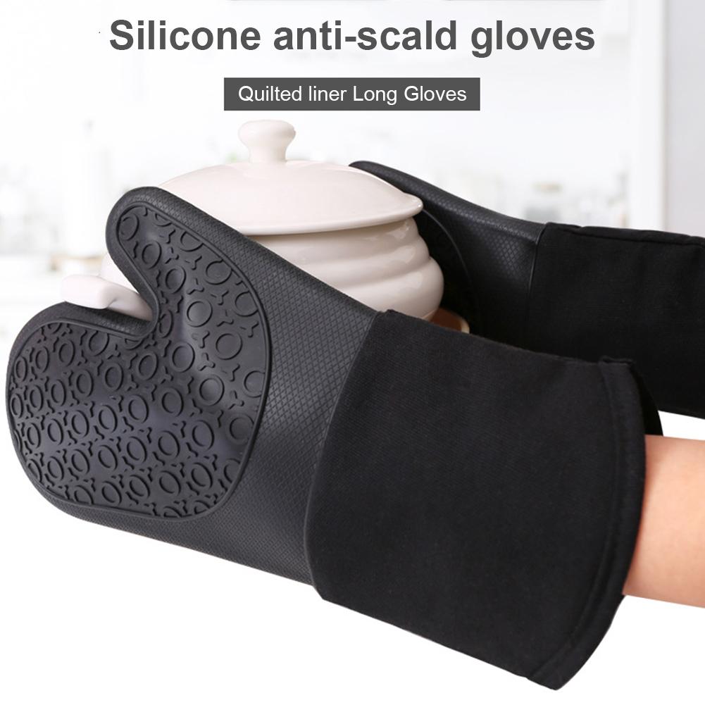 Non-Slip Silicone Oven Mitts: Heat-Resistant Long Cuff