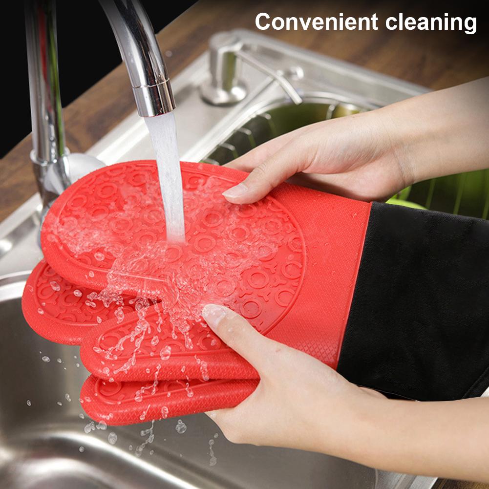 Non-Slip Silicone Oven Mitts: Heat-Resistant Long Cuff