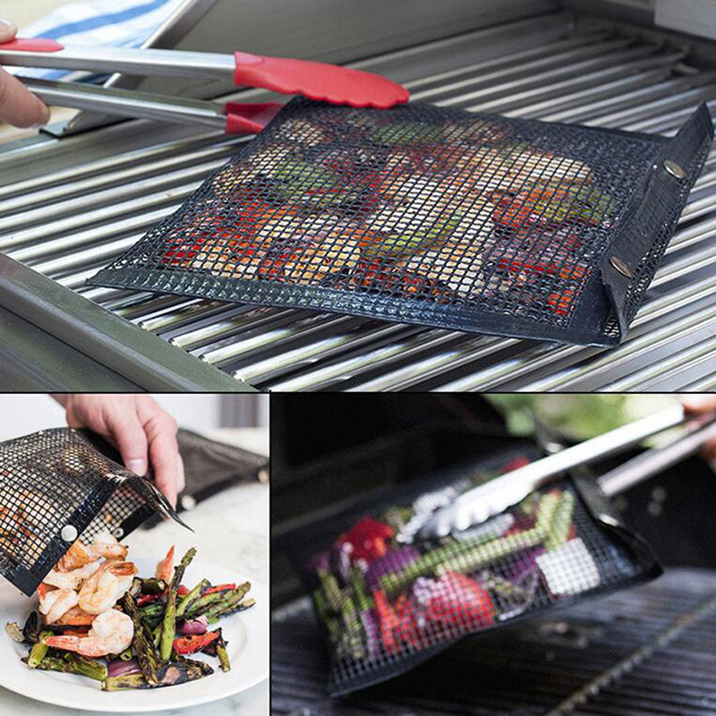 Reusable Non-Stick Grill Mesh Bag for Veggies and Shrimp