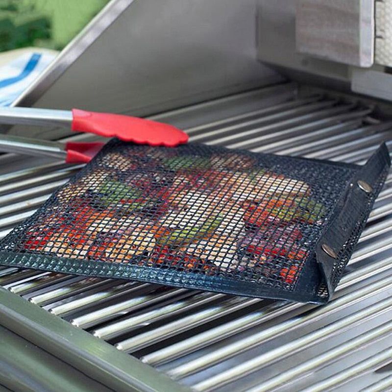 Reusable Non-Stick Grill Mesh Bag for Veggies and Shrimp