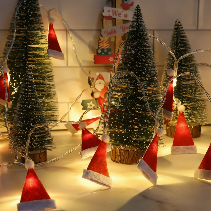 Santa Hat LED String Lights for Cozy Christmas Decor