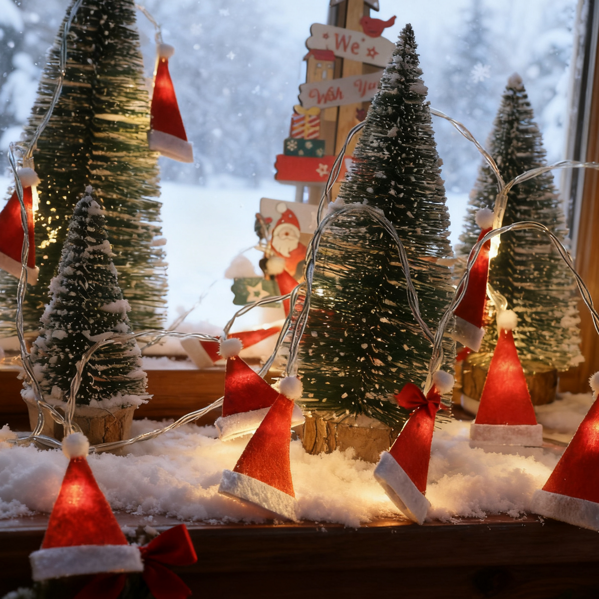 Santa Hat LED String Lights for Cozy Christmas Decor