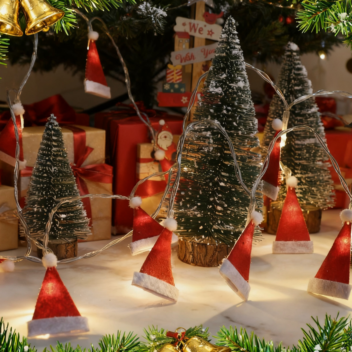 Santa Hat LED String Lights for Cozy Christmas Decor
