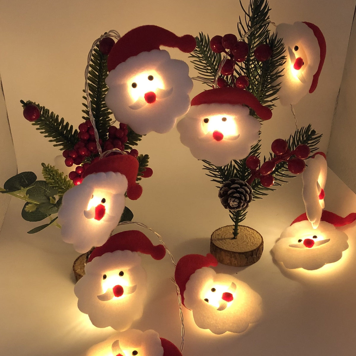 Non-Woven Santa Head LED String Lights for Christmas
