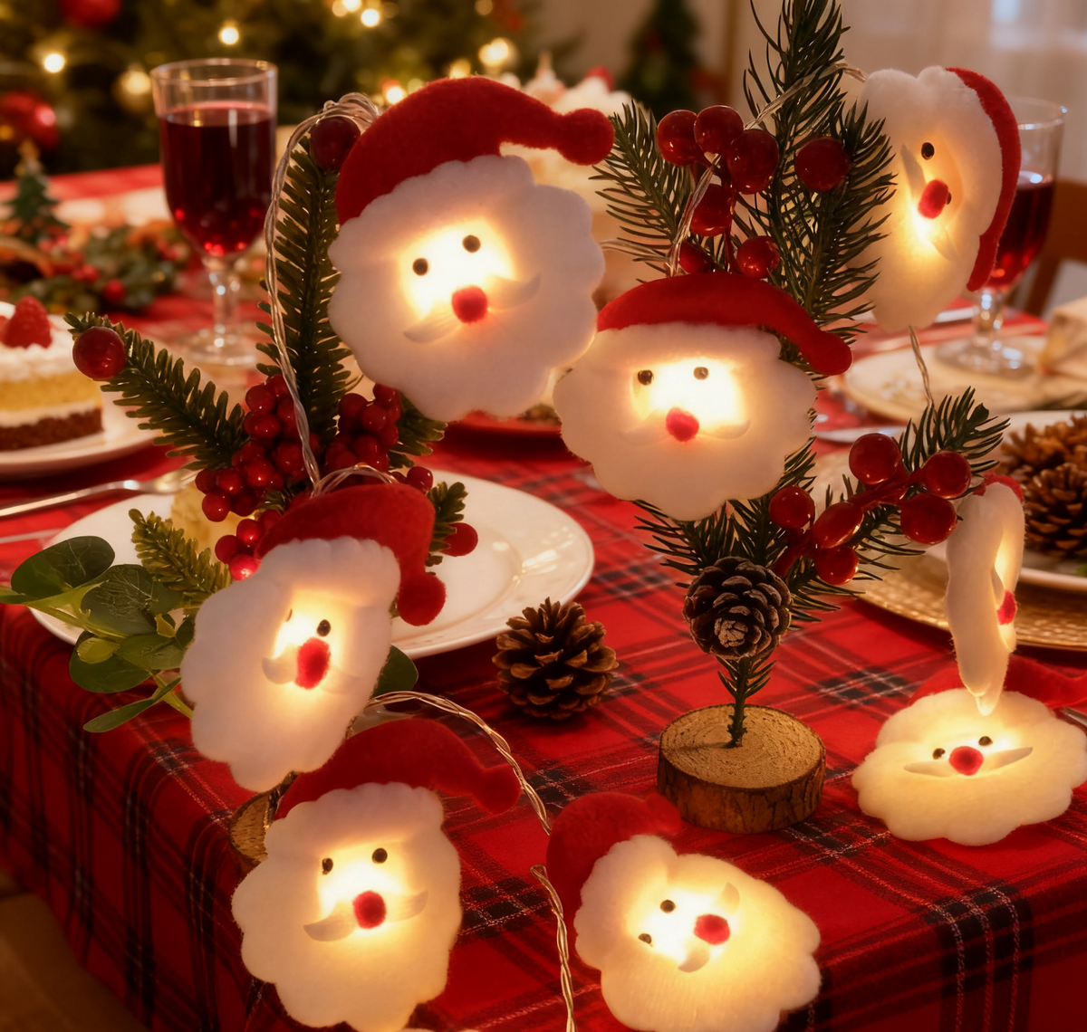 Non-Woven Santa Head LED String Lights for Christmas