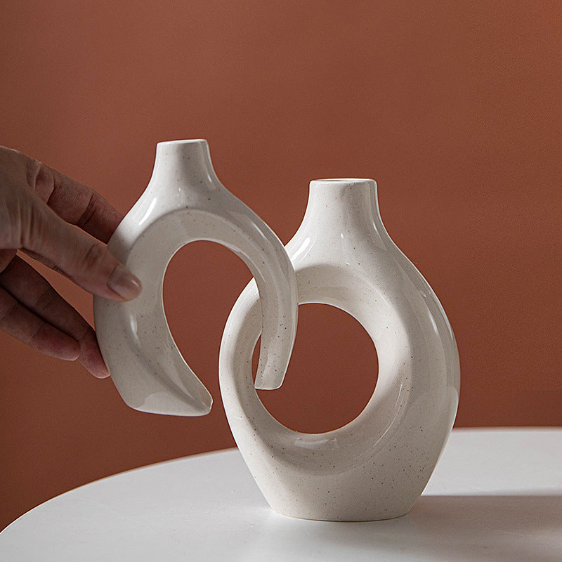 Nordic Ceramic Candle Holder & Flower Vase Centerpiece