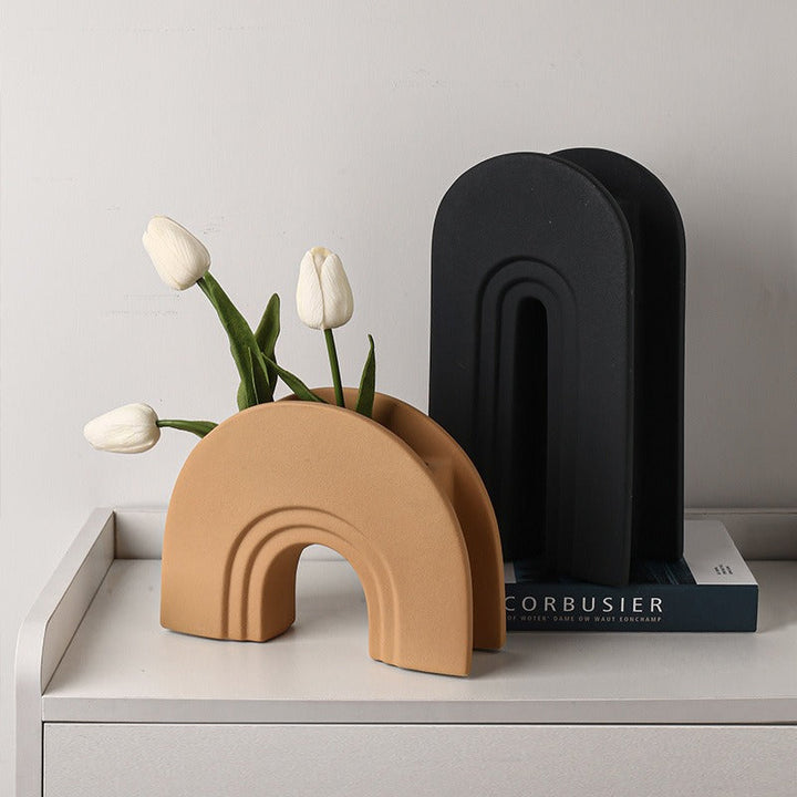 Nordic Ceramic Arch Vase for Modern Floral Displays