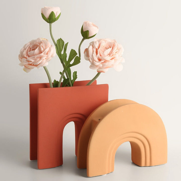 Nordic Ceramic Arch Vase for Modern Floral Displays