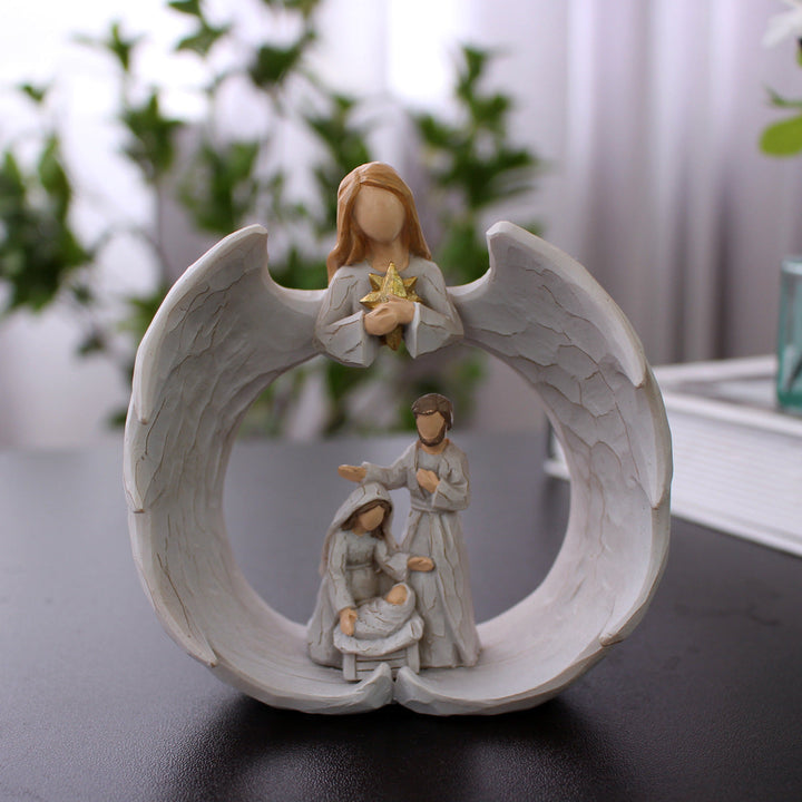Angel Family Sculpture for Warm, Peaceful Home Decor
