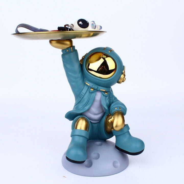 Astronaut Decor Sculpture With Functional Display Tray